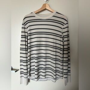 GAP Gray and White Striped Long Sleeve Tee